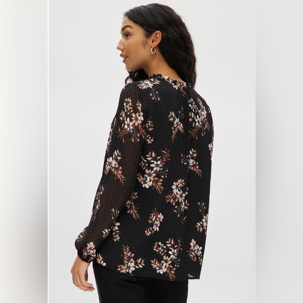 Hilary Radley Black and Tan Floral Top - Picture 3 of 9